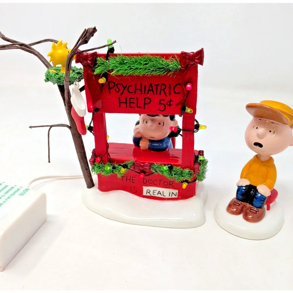 Dept 56 Peanuts “Christmas Spirit - 5 Cents” Lucy Dr & Charlie Brown 2 Pc Set